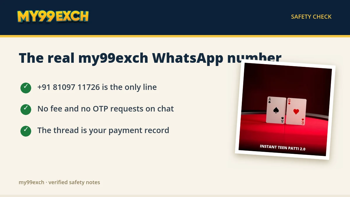 real my99exch whatsapp number checks with fee and otp warnings