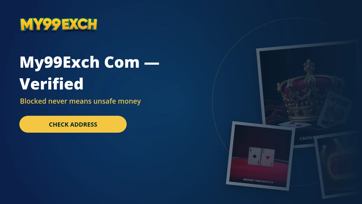 Verified My99Exch com address banner with sic bo and casino game tiles