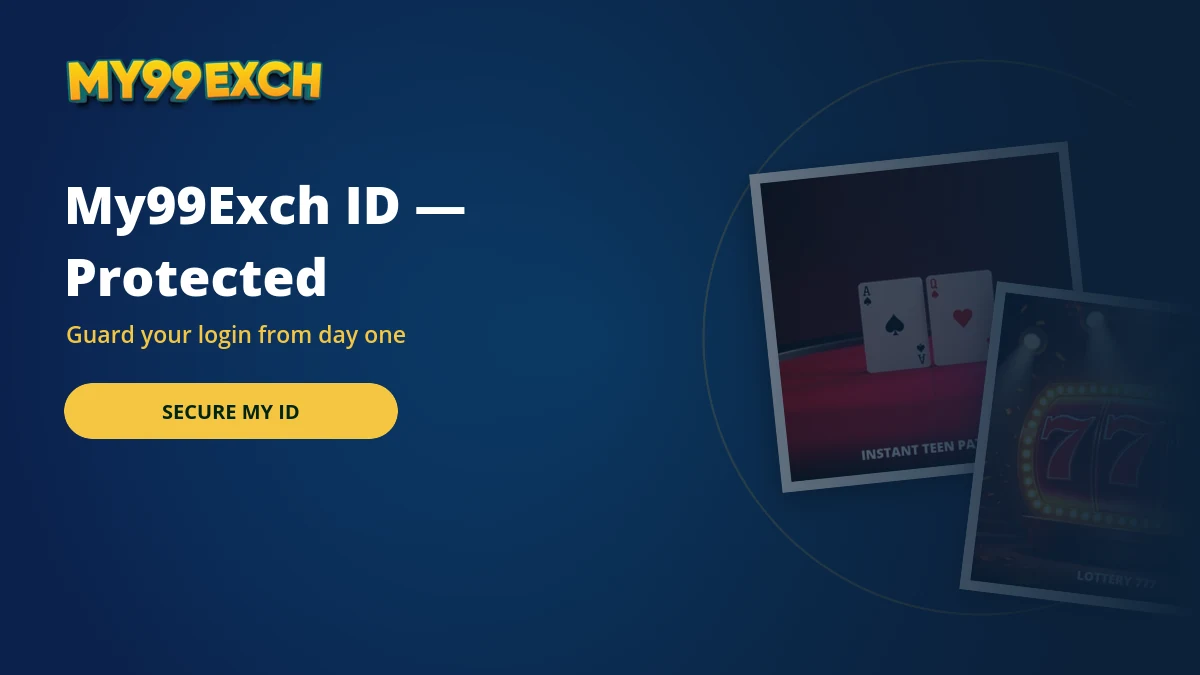 Protected My99Exch id banner with teen patti and casino game tiles
